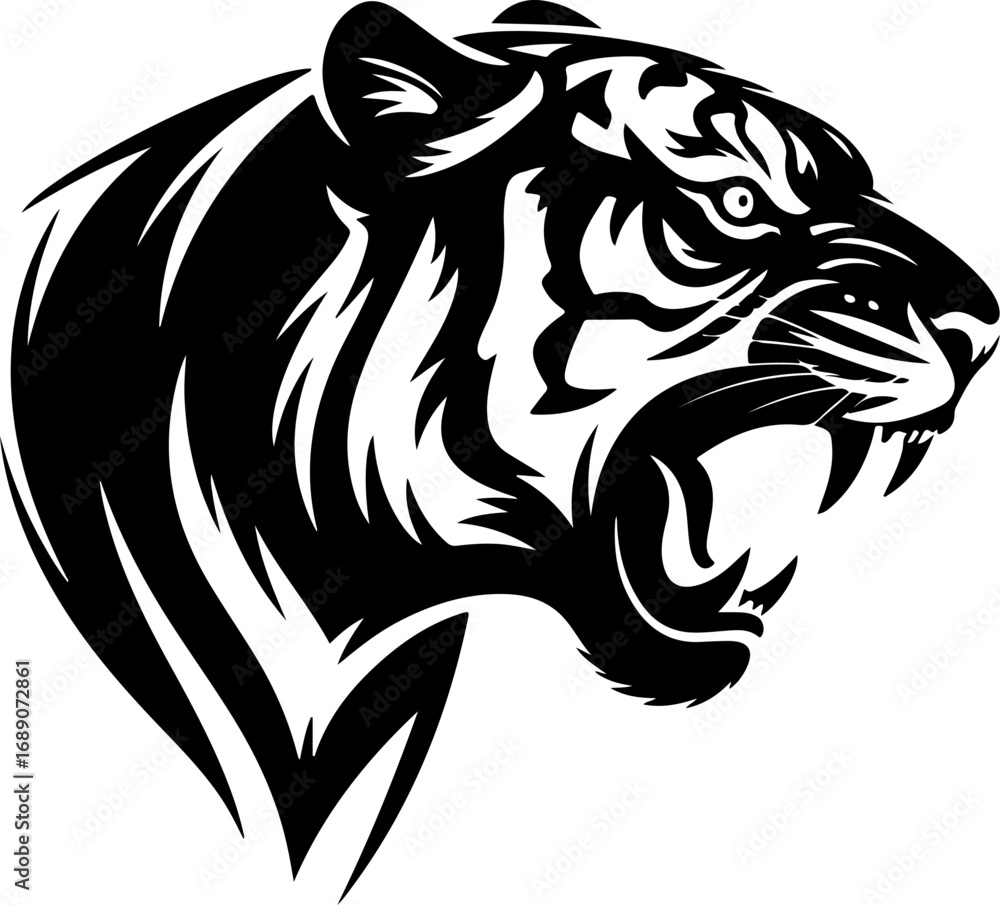 Fototapeta premium tiger head black silhouette Vector illustration