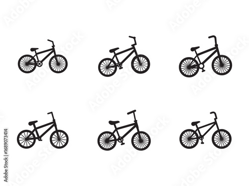 Collection of BMX Bike Silhouettes Riding towards Adventure and Freedom Representing Sport Fitness and Healthy Lifestyle Choices in a Modern Graphic Design
