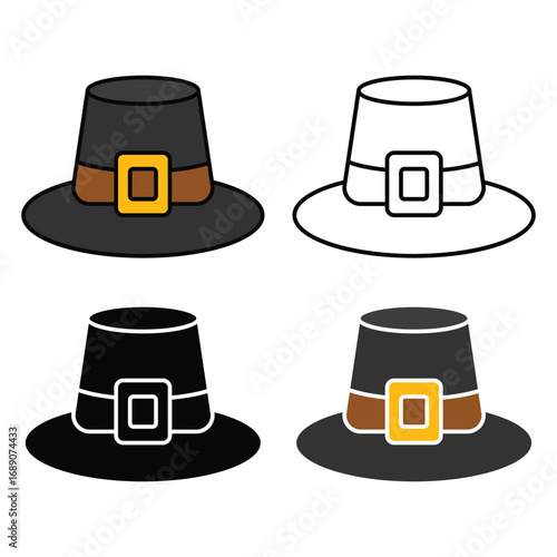 Pilgrim Hats icon in Various Styles