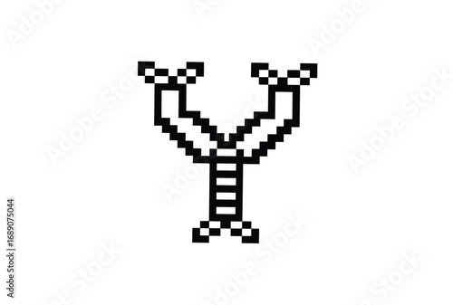 Pixelated Slingshot on White Background for Retro Designs