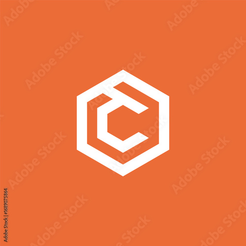 Initial Letter C Geometric Hexagon Logo Design Vector Template