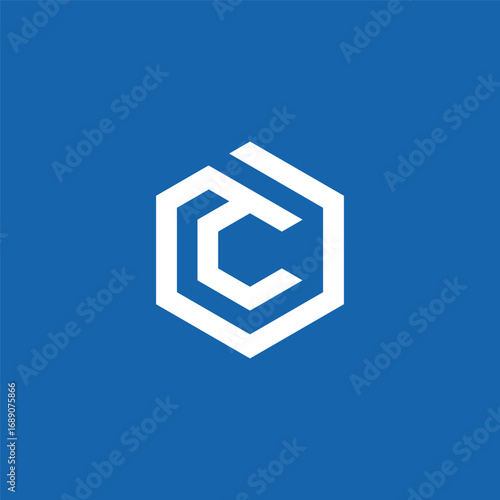 Initial Letter C Geometric Hexagon Logo Design Vector Template