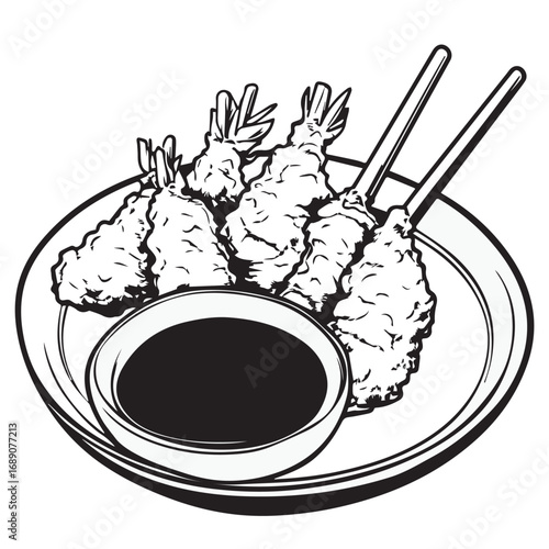 hand drawn vector illustration of a tempura food