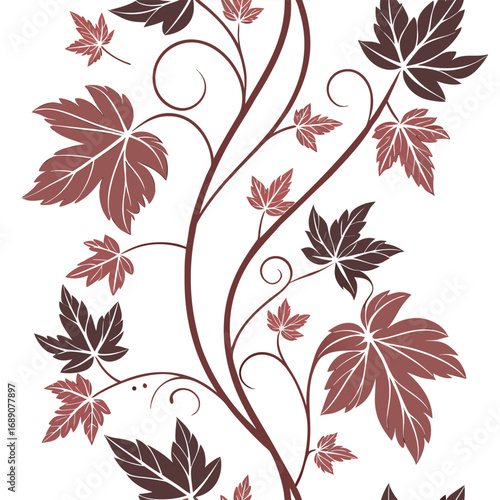 Elegant maple leaves with brown swirls create a refined decorative nature inspired pattern