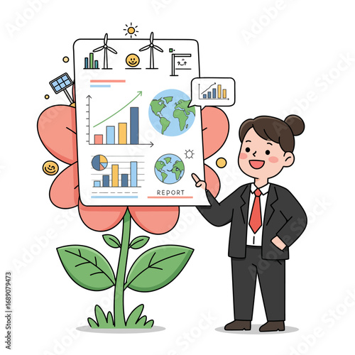 Driving Sustainable Business Growth and ESG Strategy: A Vector Illustration for Environmental Reporting