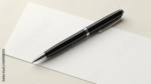 Black pen on blank card; simple background; stationery mockup