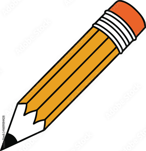 gnawed pencil vector design, wooden pencil with a bitten or chewed tip, school supply pencil vector,  learning tool pencil vector