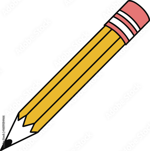 gnawed pencil vector design, wooden pencil with a bitten or chewed tip, school supply pencil vector,  learning tool pencil vector