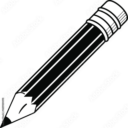 gnawed pencil vector design, wooden pencil with a bitten or chewed tip, school supply pencil vector,  learning tool pencil vector