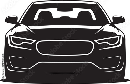 Sleek automobile silhouette front view graphic design
