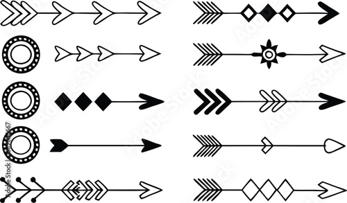 Collection of diverse arrows and directional symbols in multiple colors