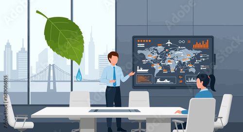 Sustainable Business Practices Presented in a Modern Corporate Environment Showing Commitment to