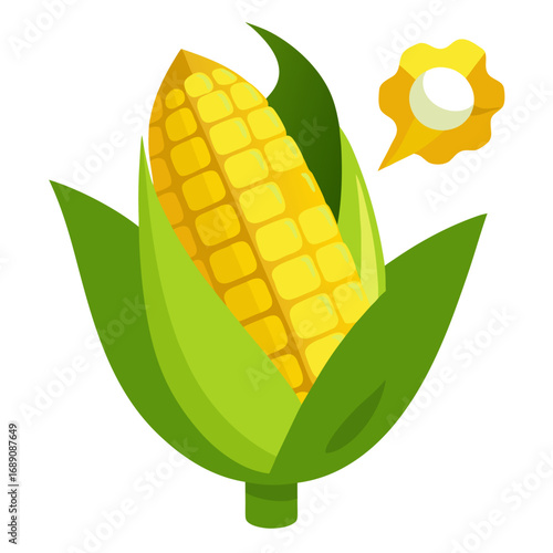 Delicious roasted corn on the cob with melting butter illustration