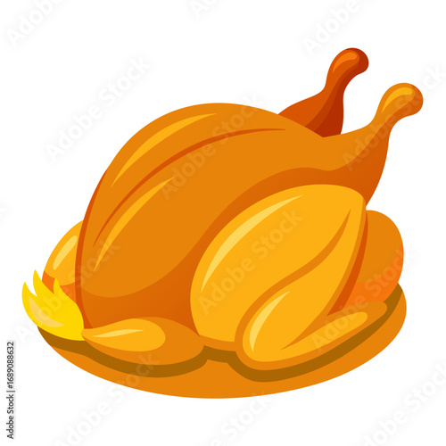 Delicious roasted turkey with crispy golden brown skin food illustration