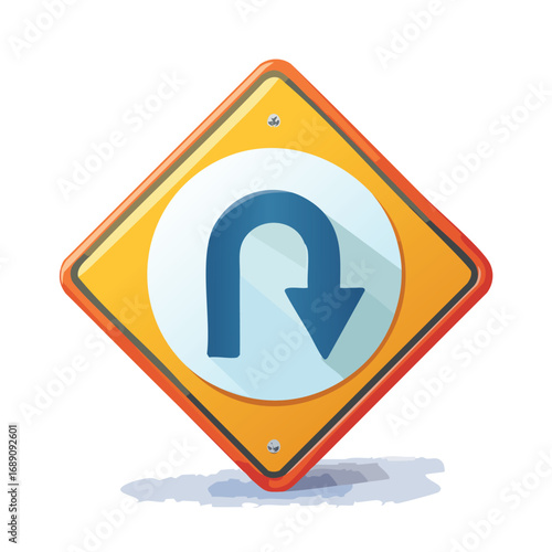 Diamond Shape U-Turn Road Sign – AI Generated