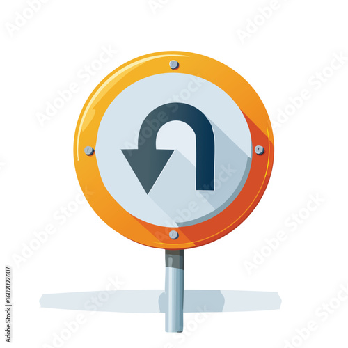 Round U-Turn Arrow Traffic Sign – AI Generated