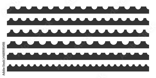 Perforated border vector. postage stamp edge design. Coupon ticket voucher border pattern. Endless retro perforated line. Black minimalist decorative frame element