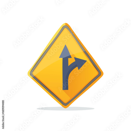 Split Path Sharp Curve Road Sign – AI Generated