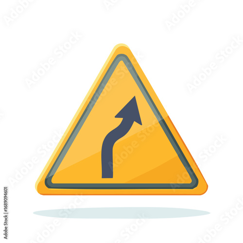 Triangle Warning Sign Sharp Curve Ahead – AI Generated