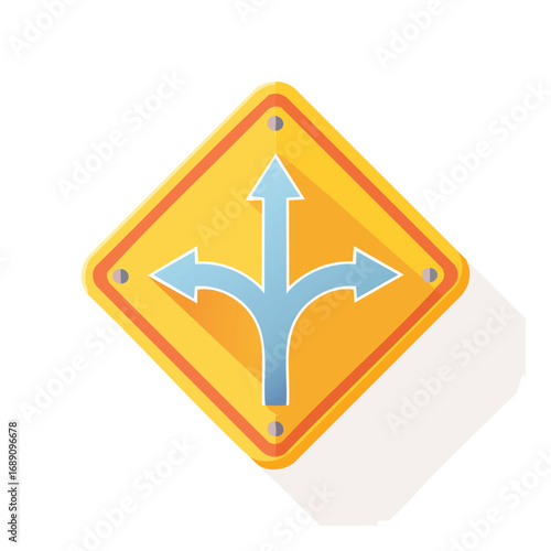 Intersection Guidance Road Sign with Arrows – AI Generated