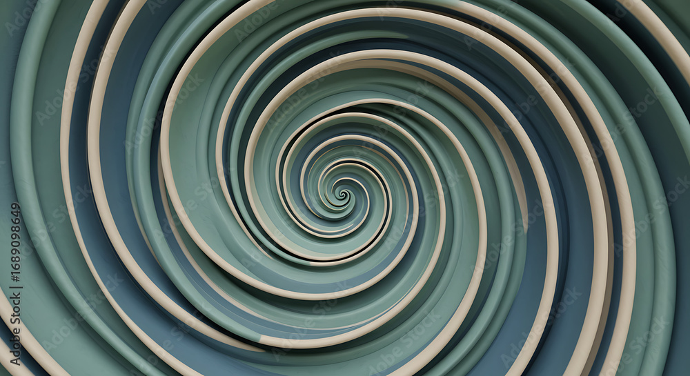 Obraz premium 3d inner peace clay icons abstract spiral pattern with blue and green hues isolated on transparent background