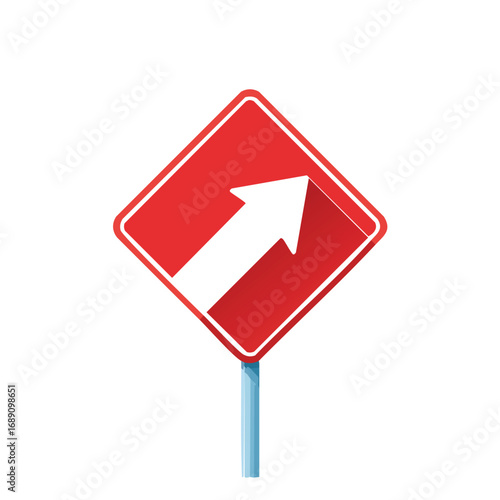 Diagonal Right Up Arrow Red Traffic Sign – AI Generated