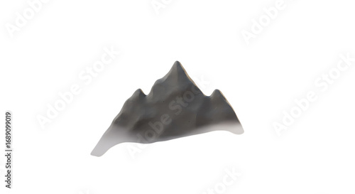 3d inner peace clay icons jagged mountain silhouette with soft edges isolated on transparent background