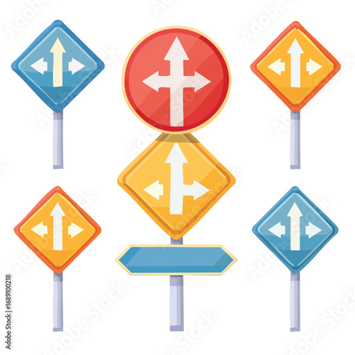 Assorted Arrow Traffic Direction Road Signs – AI Generated