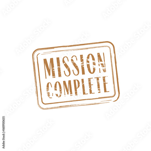 「MISSION COMPLETE」任務完了の英語版スタンプ (ベクター)