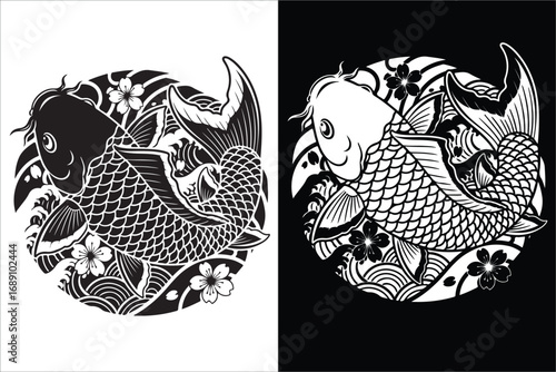 Koi Fish Yin Yang Illustration