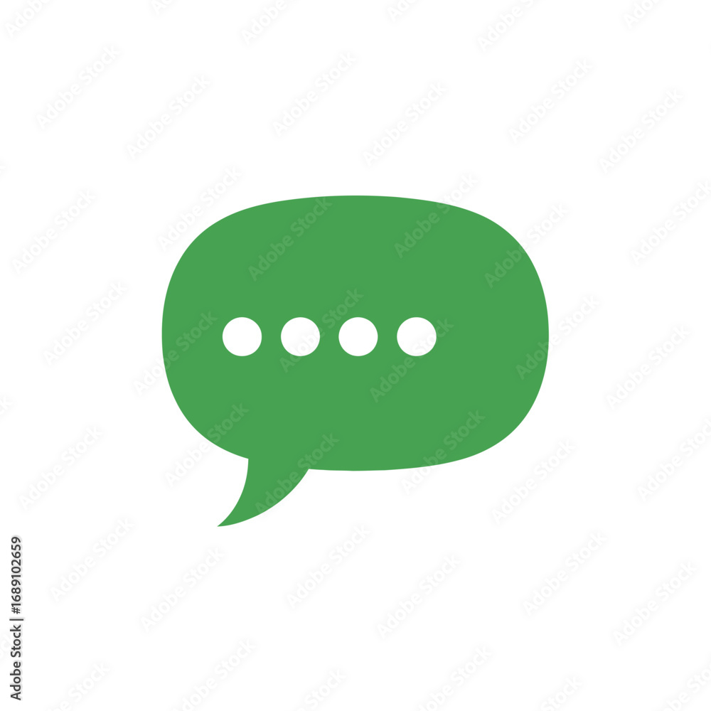 Fototapeta premium Green speech bubble with ellipsis, simple communication icon.