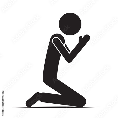 Stick Figure Praying Silhouette