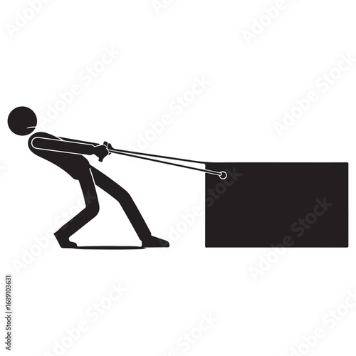 Stick Figure Pulling Rectangle