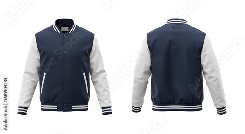 Classic Varsity Jacket Mockup - Navy and White