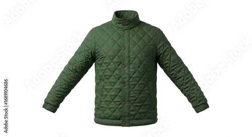 Green Quilted Bomber Jacket for Men