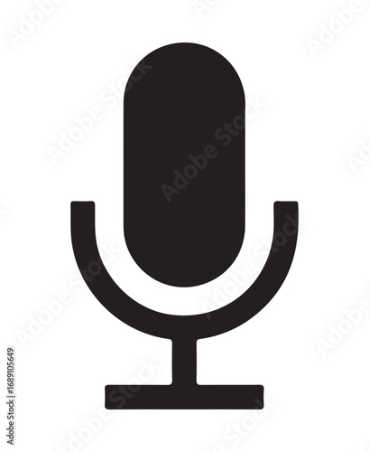 Black Microphone Icon for Audio Recording and Voice