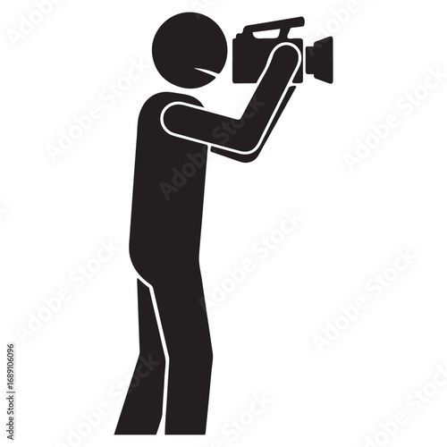 Stick Figure Cameraman with Professional Video Camera