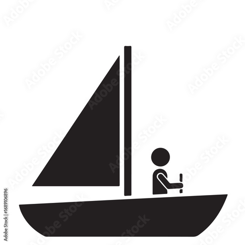 Sailboat Silhouette with Person Sailing