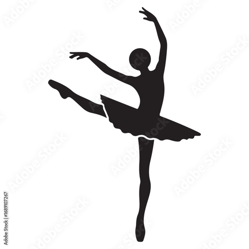 Silhouette of a Ballerina Dancing in a Tutu