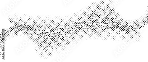 Grunge halftone gradient texture. Fading gritty sand wallpaper. Black weathered grit noise background. Retro pixelated backdrop