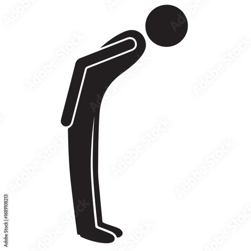 Silhouette Bowing Figure Illustration