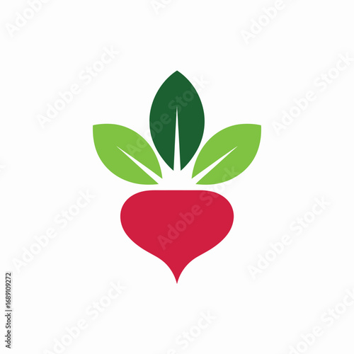Simple Beetroot Illustration with Green Leaves on White Background a Healthy and Organic Food Choice for Vegetarian Diet