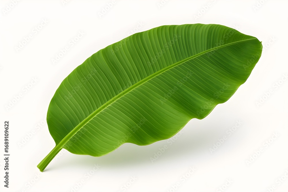 Obraz premium single large banana leaf isolated on white background