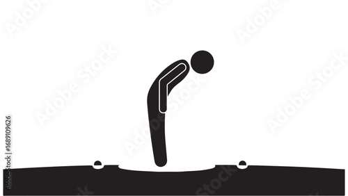Pictogram Figure Gazing into Dark Pool