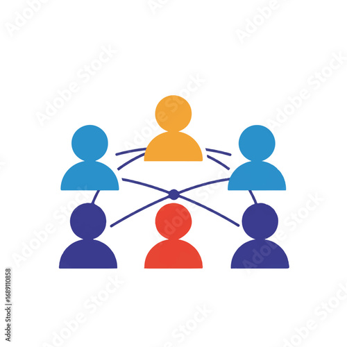 Network of diverse people connecting in a social media concept, symbolizing collaboration and communication in a modern, interconnected world.