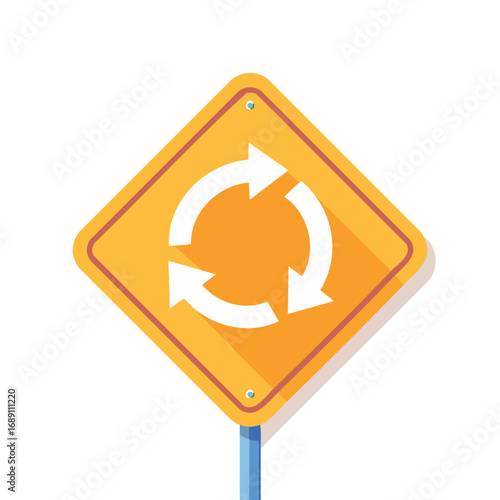 Roundabout Junction Warning Road Sign – AI Generated