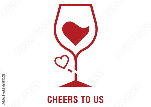 Black silhouette of a wine glass on white background for beverage and dining concept