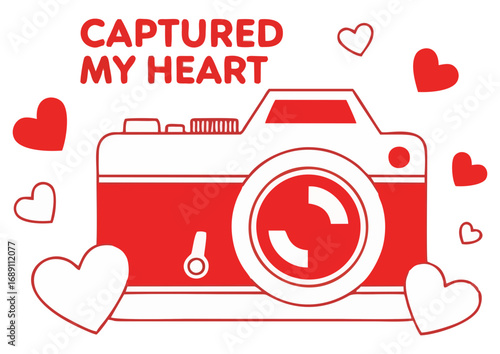 Stylized retro camera on a bright yellow background, vector illustration 