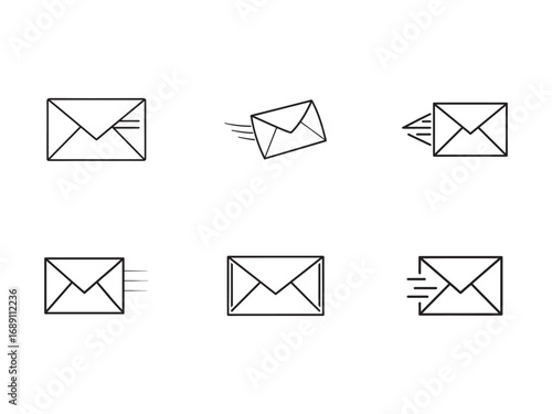 Email Icon Set Vector Illustration for Communication and Mailing Concepts with Sending and Receiving Messages Depicted