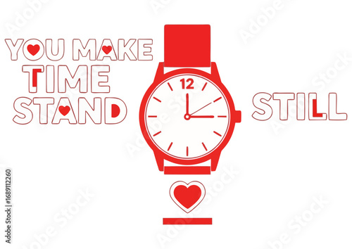 Stylized round clock with hands on a light background, vector illustration 